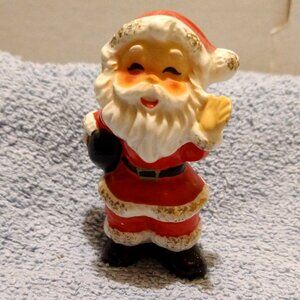 Vintage Enesco Ceramic Bowling Santa Claus 1950s Christmas Salt Shaker